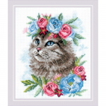 Siuvinėjimo rinkinys RIOLIS Cat in Flowers 2088 15x18cm
