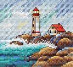 Jūrinis peizažas siuvinėjimui kryželiu (Aida 14, 10&times;11 cm) &ndash; mėgėjams