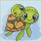 Deimantinės mozaikos rinkinys &bdquo;Vėžliukai&ldquo; 20 x 20 cm