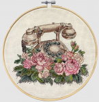Siuvinėjimo kryželiu rinkinys &bdquo;Laukiu tavo skambučio&ldquo; su retro gėlių motyvu, 20&times;16 cm
