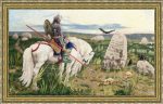 Kryželiu siuvinėjimo rinkinys &bdquo;Riteris kryžkelėje&ldquo; ant 18 dydžio &bdquo;Zweigart&ldquo; drobės, 62,5&times;37 cm, 95 &bdquo;Madeira&ldquo; spalvos