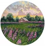 Siuvinėjimo kryželiu rinkinys &bdquo;Rožiniai toliai&ldquo; 25 x 25 cm