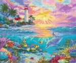 Siuvinėjimo kryželiu rinkinys &bdquo;Delfinų rojus&ldquo; 29 x 24 cm
