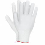 Medžiaginės darbo pir&scaron;tinės su PVC ta&scaron;keliai DOT WHITE, baltos spalvos (12 porų) (Copy)