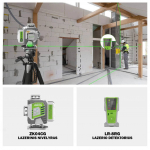 Huepar ZK04CG lazerinis nivelyras + LR8RG lazerio detektorius