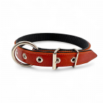Fleksas rudas, odinis antkaklis su kaprono juosta &scaron;unims, 50 cm