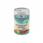 LandFleisch konservai &scaron;unims su jaučių &scaron;irdelėmis ir ryžiais, 400 g