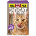 Perfecto Cat Mega Pack lazdelės su ver&scaron;iena ir pauk&scaron;tiena skanėstai katėms, 20 vnt.