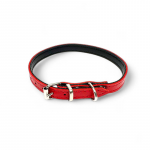 Fleksas raudonas, odinis antkaklis mažų veislių &scaron;unims, 25 cm