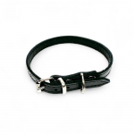 Fleksas juodas, odinis antkaklis mažų veislių &scaron;unims, 30 cm