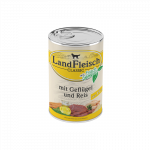 LandFleisch konservai &scaron;unims su pauk&scaron;tiena ir ryžiais, 400 g