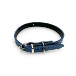 Fleksas mėlynas, odinis antkaklis mažų veislių &scaron;unims, 30 cm