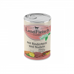 LandFleisch konservai &scaron;unims su jaučių &scaron;irdelėmis ir makaronais, 400 g