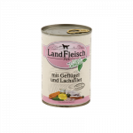 LandFleisch konservai &scaron;unims su pauk&scaron;tiena ir la&scaron;i&scaron;a, 400 g