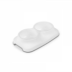 Happet GLAM dvigubas, baltas dubenėlis &scaron;unims ir katėms, 2x0,4 l