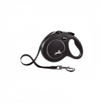 Flexi New Classic Tape juodas pavadėlis &scaron;unims, L, 5 m