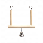 Nobleza medinės sūpynės su varpeliu žaislas pauk&scaron;čiams, 12,5x1,5x10,5 cm