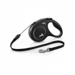 Flexi New Classic virvinis, juodas pavadėlis &scaron;unims, S, 8 m