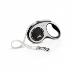 Flexi New Comfort Tape juostinis, juodas pavadėlis &scaron;unims, S, 5 m