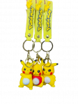 &Scaron;viečiantis Raktų pakabukas Pikachu, geltonas 3vnt