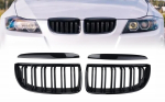 E90/E91 Pre-LCI grotelės dvigubos juodos blizgios