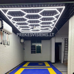 Hexagon LED korio formos ap&scaron;vietimas su rėmu