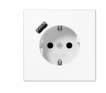Ki&scaron;tukinis lizdas JUNG, su USB, baltas