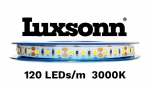 12W/m LED juosta LUXSONN, SAMSUNG diodai 2835, DC24, 120 LED/m, 3000K, IP67, 10m ritė