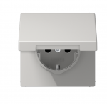 Ki&scaron;tukinis lizdas, su papildoma kontaktų apsauga ir dangteliu, &scaron;viesiai pilkas