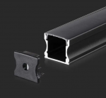 LED pavir&scaron;inis profilis, juodas, 2m, su dangteliu ir montavimo priedais