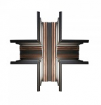 Magnetinių sistemų bėgelių X formos sujungimas