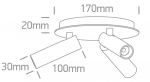 3x5W LED lubinis &scaron;viestuvas, juodas, 3000K, pakreipiamas, 65004D/B/W