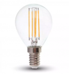6W LED lemputė V-TAC, E14, P45, 2700K, filamentinė, 100lm/W, skaidriu stiklu