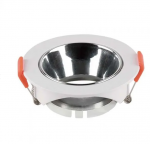 Lemputės laikiklis GU10, baltas, komplektuojamas su chromo sp. reflektoriumi