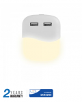 0.5W naktinis &scaron;viestuvas V-TAC, 6000K (&scaron;altai balta) su 2xUSB lizdais, stačiakampis, SAMSUNG LED chip