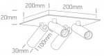 4x5W LED lubinis &scaron;viestuvas, baltas, 3000K, pakreipiamas, 65004E/W/W