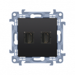 Ki&scaron;tukinis lizdas su HDMI, juodas matinis, potinkinis, Simon10, CGHDMI2.01/49