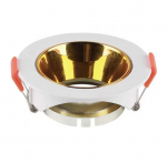 Lemputės laikiklis GU10, baltas, komplektuojamas su aukso sp. reflektoriumi