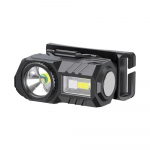 3W LED įkraunamas žibintuvėlis, juodas, IP43, tvirtinamas ant galvos
