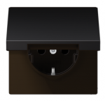 Ki&scaron;tukinis lizdas su įžeminimu ir dangteliu AL1520KLD, juodai lakuotas aliuminis