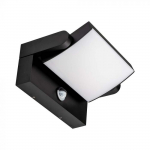 17W LED sieninis lauko &scaron;viestuvas, juodas, 4000K, IP65, su judesio davikliu