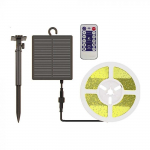 1,2W/m LED juosta, 4000K, IP67, 5m, su saulės baterija, nuotolinio valdymo pulteliu ir montavimo priedais