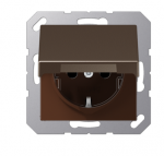 Ki&scaron;tukinis lizdas su įžeminimu ir dangteliu, mocha sp.