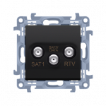 Antenos lizdas, potinkinis, be rėmelio, juodas matinis, Kontakt Simon, Simon10, CASK2F.01/49