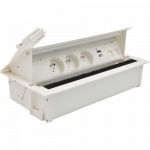 Ki&scaron;tukinis lizdas įmontuojamas stale, 3x250V, E tipo+USB A-C įkroviklis+2RJ45, 10 cm laidas, baltas, Kontakt-simon, 48730E30BK00000-33
