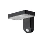 9W LED sieninis lauko &scaron;viestuvas, tamsiai pilkas, 3000K, IP44, su saulės baterija ir judesio davikliu