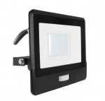 50W LED prožektorius V-TAC, juodu korpusu, 6500K, su judesio davikliu