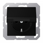 Ki&scaron;tukinis lizdas su įžeminimu ir dangteliu SCHUKO, matinės juodos sp.