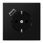 Ki&scaron;tukinis lizdas, su USB, matinės juodos sp.