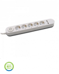 Ilgintuvas 5-vietis V-TAC, 2 usb jungtys, baltos spalvos, &scaron;viečiantis įjungimo mygtukas